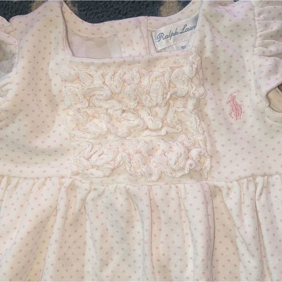 Ralph Lauren brand new white with pink polka dot onesie. Size 9m - Picture 2 of 3